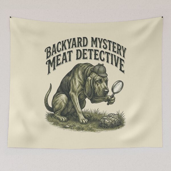 Item preview, Backyard Mystery Meat Detective Funny Gross Dog Bloodhound Dog Humor designed and sold by FurRealStudioCo.
