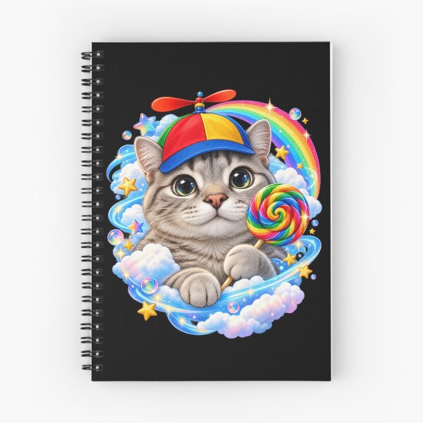 Item preview, Cute Propeller Hat Cat Holding Rainbow Lollipop Magical Scene designed and sold by QliumoPery.
