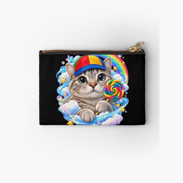 Item preview, Cute Propeller Hat Cat Holding Rainbow Lollipop Magical Scene designed and sold by QliumoPery.
