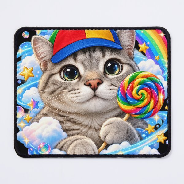 Item preview, Cute Propeller Hat Cat Holding Rainbow Lollipop Magical Scene designed and sold by QliumoPery.