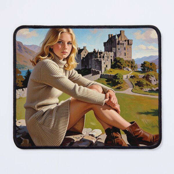 Item preview, Pretty Blonde Woman with a Castle in the Background designed and sold by Synthartik.