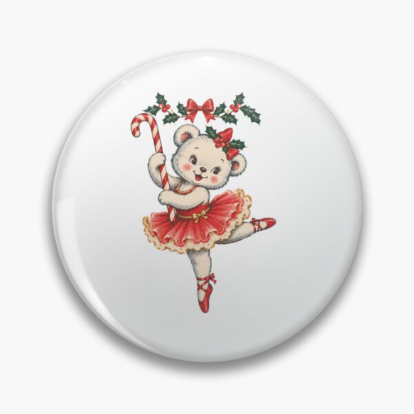 Item preview, Vintage Teddy Bear Ballerina with Candy Cane designed and sold by Watercolorsart.
