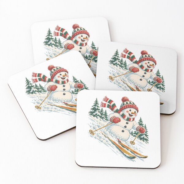 Item preview, Vintage Snowman Skiing Down the Slope designed and sold by Watercolorsart.