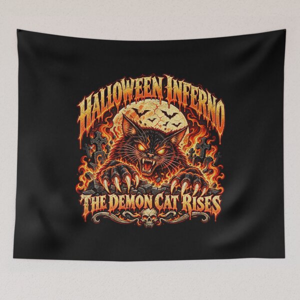 Item preview, Halloween Inferno – The Demon Cat Rises designed and sold by AwesomeBeyondLimits.