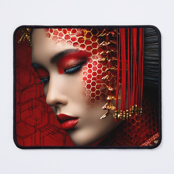 Item preview, Elegance of a Red and Gold Asian Inspired Portrait designed and sold by Artessie.