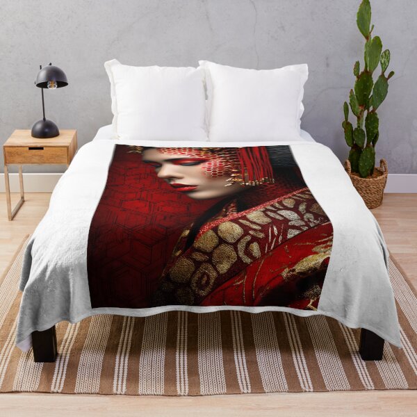 Item preview, Elegance of a Red and Gold Asian Inspired Portrait designed and sold by Artessie.