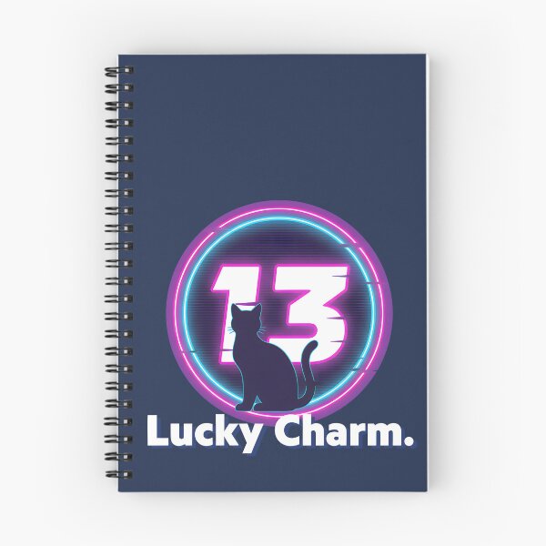 Item preview, Lucky 13 Black Cat | Neon Synthwave Friday the 13th designed and sold by SillyPawsStudio.