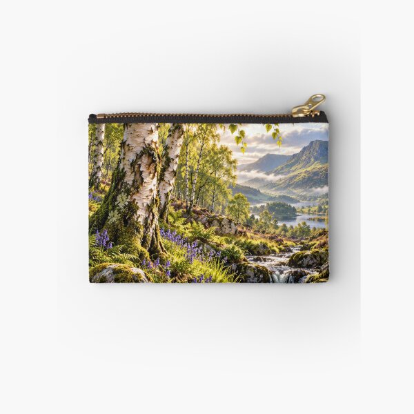Item preview, Celtic Birch Valley at Golden Dawn – Sacred Tree & Mystical Landscape Art designed and sold by thewandswant.