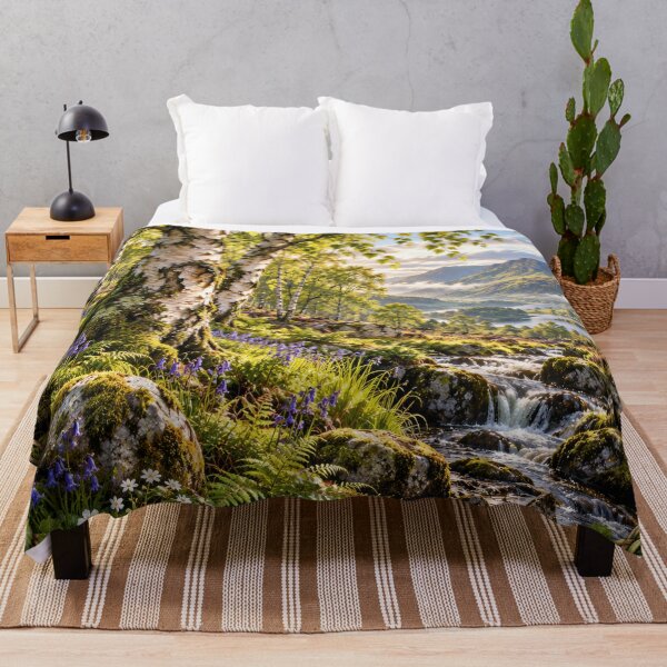 Item preview, Celtic Birch Valley at Golden Dawn – Sacred Tree & Mystical Landscape Art designed and sold by thewandswant.