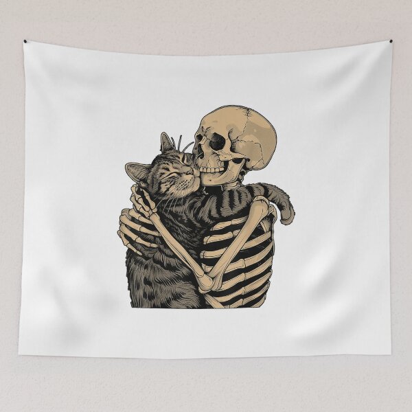Item preview, Skeleton Hugging Cat Halloween Cat Lover Cat Mom Dad designed and sold by Taniyah Gomes.