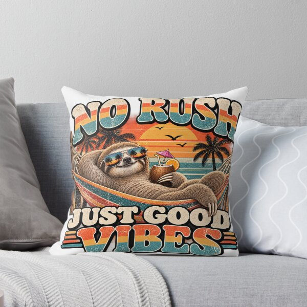 Item preview, No Rush Just Good Vibes – Funny Retro Sloth Vintage 70s Design designed and sold by RG3D Project .