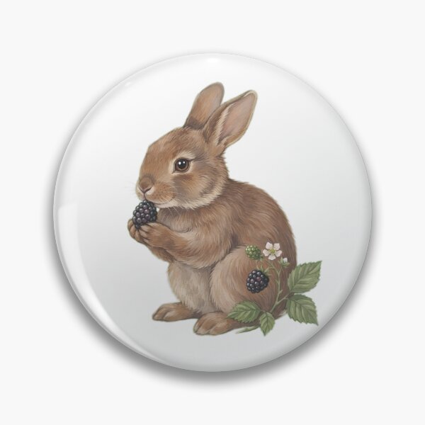 Item preview, Cute Bunny Eating Blackberry Cottagecore Rabbit Botanical Art designed and sold by Alt Casterwill .