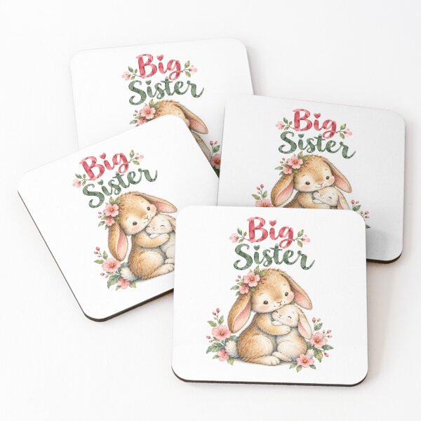 Item preview, Big Sister Watercolor Bunny Hugging Baby designed and sold by Watercolorsart.