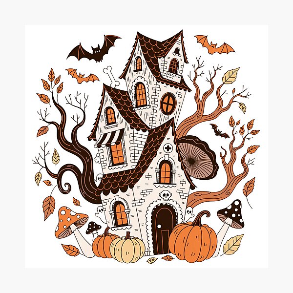 Item preview, Retro Spooky Cottage Halloween Sublimation Design designed and sold by Na Najah.