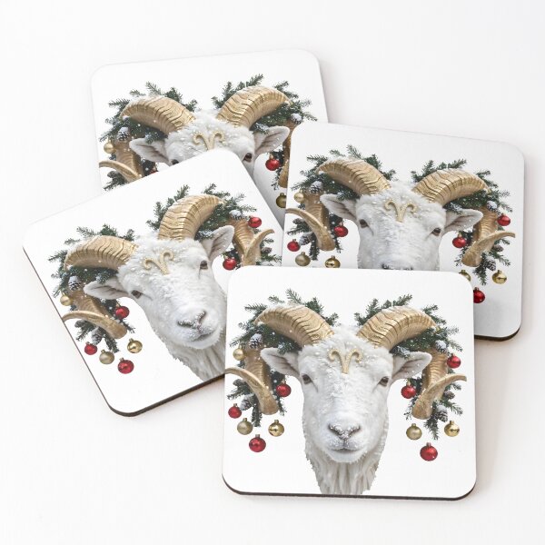 Item preview, Aries Ram Head Christmas Zodiac Design designed and sold by Zodiac Celestial Art.