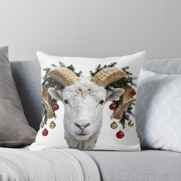 Item preview, Aries Ram Head Christmas Zodiac Design designed and sold by Zodiac Celestial Art.
