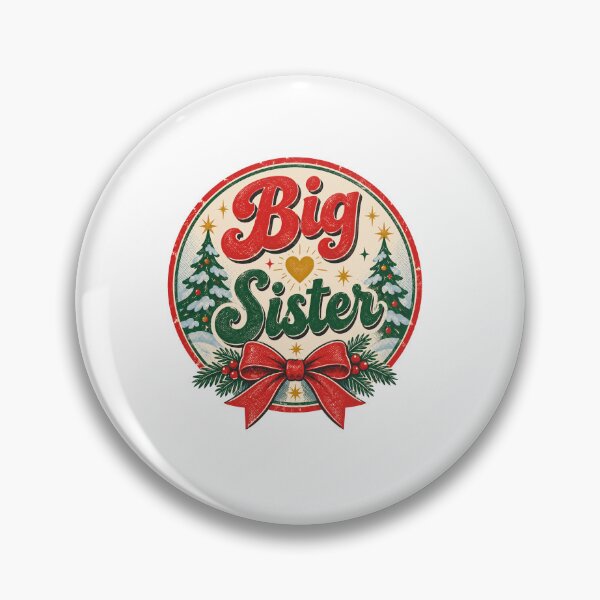 Item preview, Big Sister Vintage Christmas Badge with Bow designed and sold by Watercolorsart.