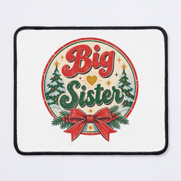 Item preview, Big Sister Vintage Christmas Badge with Bow designed and sold by Watercolorsart.