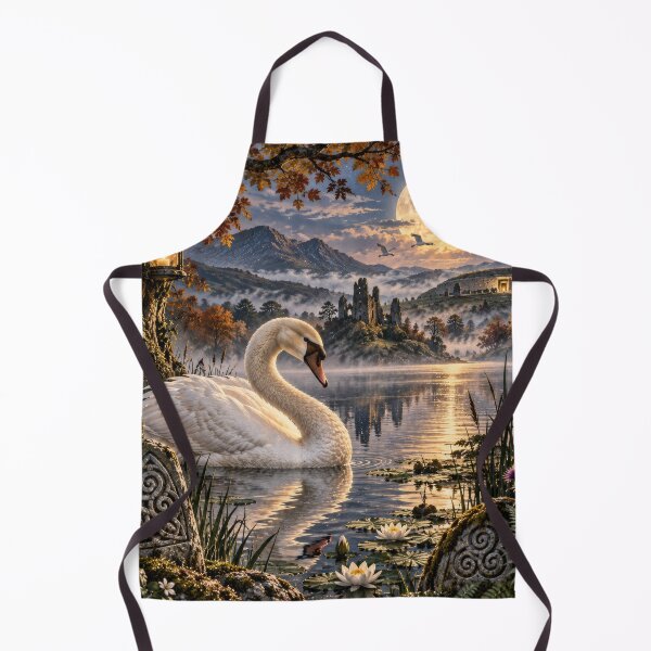 Item preview, The Celtic Moonlit Swan – Enchanted Lake & Irish Folklore Art designed and sold by thewandswant.