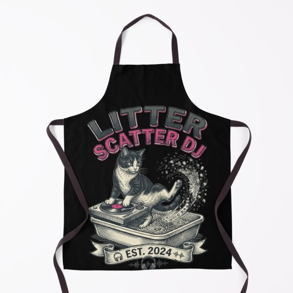 Item preview, Litter Scatter DJ Funny Gross Cat Black and White designed and sold by FurRealStudioCo.