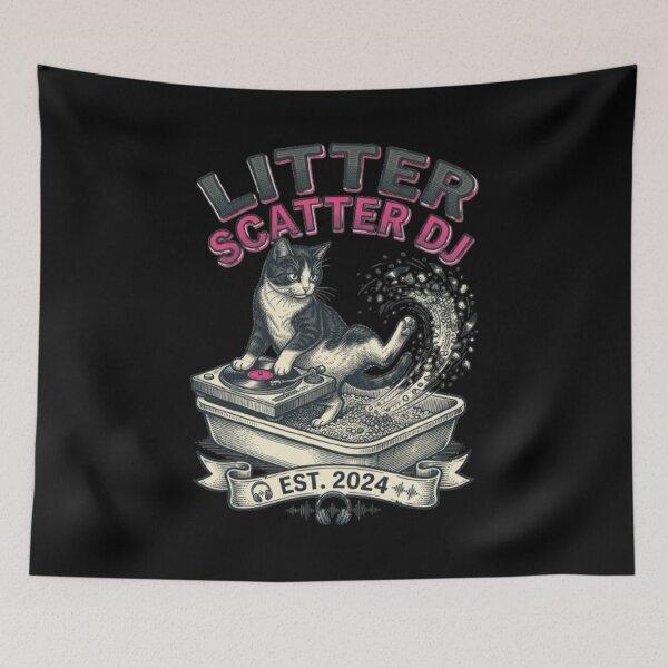 Item preview, Esparcir la arena DJ Divertido Asqueroso Gato Blanco y Negro designed and sold by FurRealStudioCo.