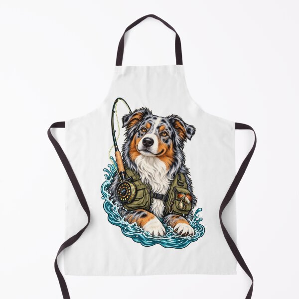 Item preview, Australian Shepherd River Fly Fisher designed and sold by PlanetPiperArt.