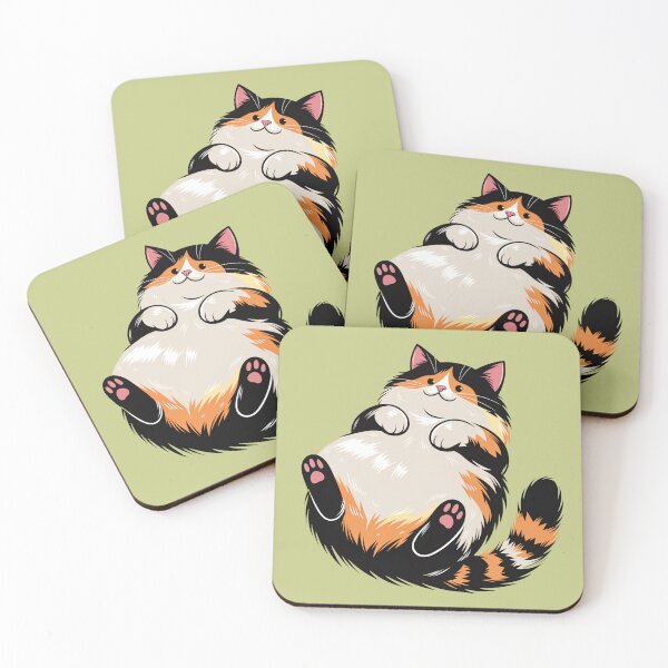 Item preview, Chubby Calico Cat – Cute Fluffy Cat Belly Up designed and sold by Mousy17.