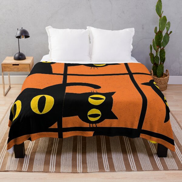 Item preview, Retro Black Cats Grid Vintage Halloween Moon Decor designed and sold by FestivityFinds.