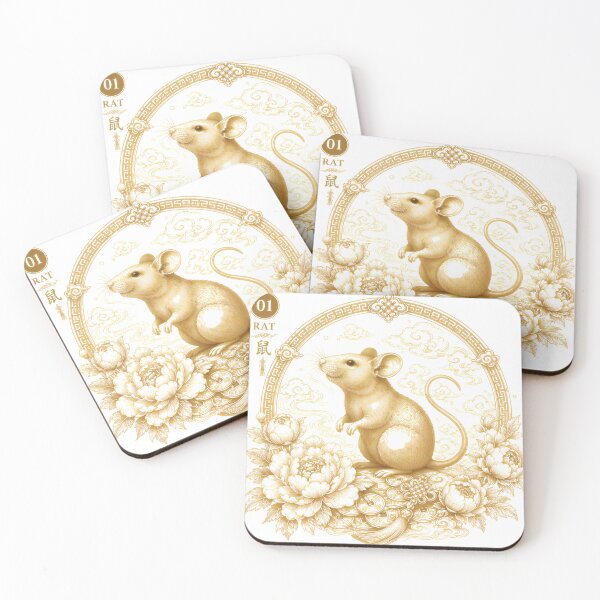Item preview, Year of the Rat Chinese Zodiac Gold Art Luxury Asian Zodiac designed and sold by Soluna Studio.