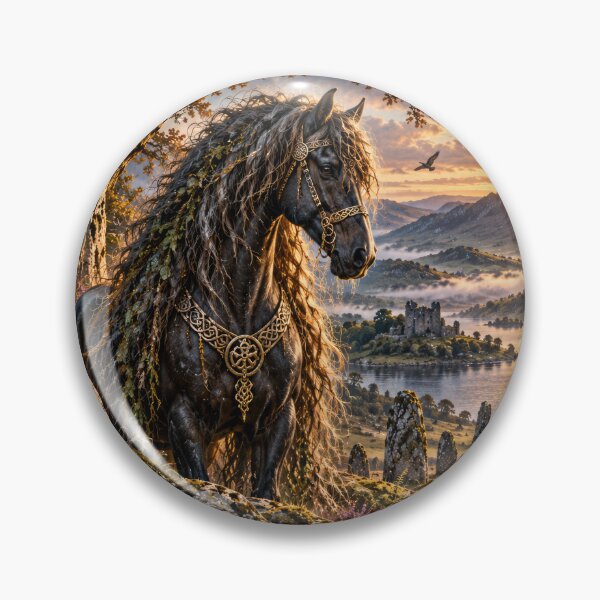 Item preview, The Celtic Otherworld Horse – Mystical Black Horse & Ancient Folklore Art designed and sold by thewandswant.