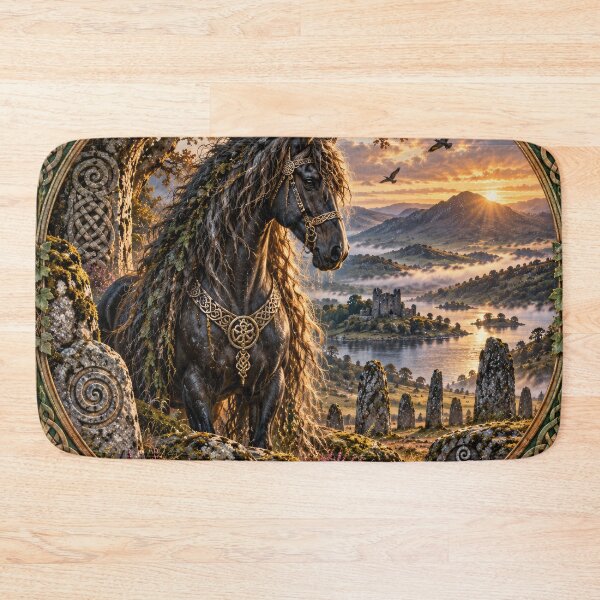 Item preview, The Celtic Otherworld Horse – Mystical Black Horse & Ancient Folklore Art designed and sold by thewandswant.