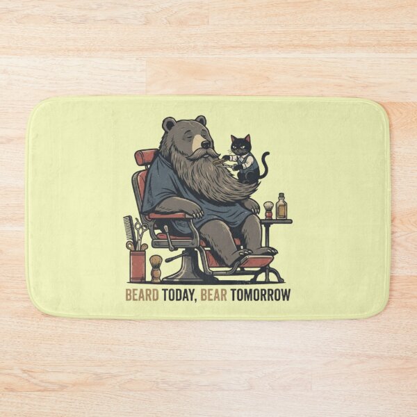 Item preview, Beard Today Bear Tomorrow Barbershop Bear & Cat Barber | Funny Vintage Art designed and sold by Dogandesighn.