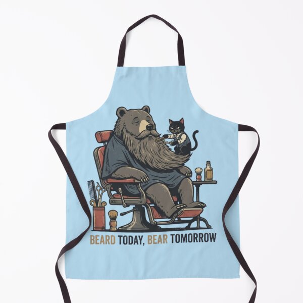 Item preview, Beard Today Bear Tomorrow Barbershop Bear & Cat Barber | Funny Vintage Art designed and sold by Dogandesighn.
