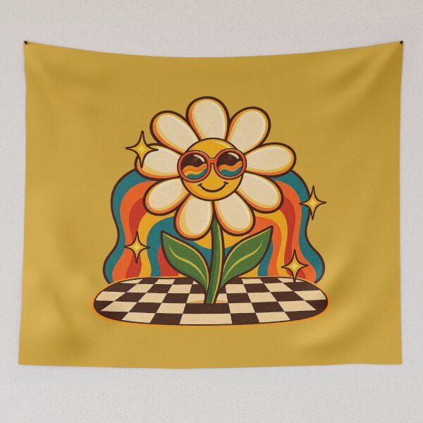 Item preview, Retro 1970s Flower Power Diner Floor Art – Groovy Vintage Print designed and sold by MagicMakerPh.