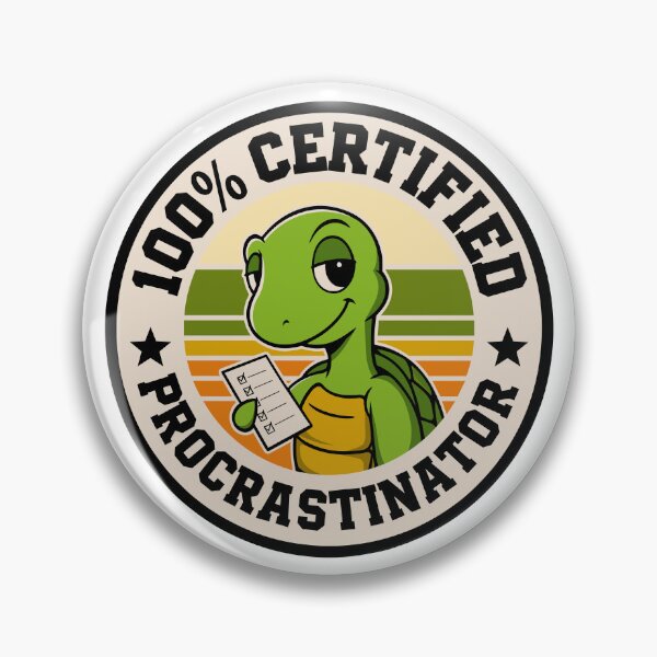 Item preview, 100% Certified Procrastinator Funny Turtle Retro Badge Design designed and sold by JPees.
