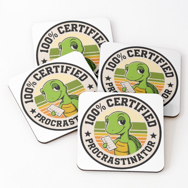 Item preview, 100% Certified Procrastinator Funny Turtle Retro Badge Design designed and sold by JPees.