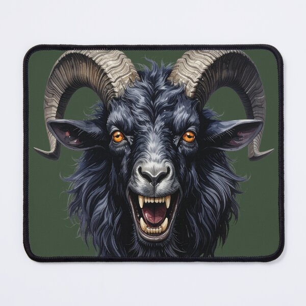 Item preview, Black, stocky billy goat shows its teeth designed and sold by LiskoDesign.