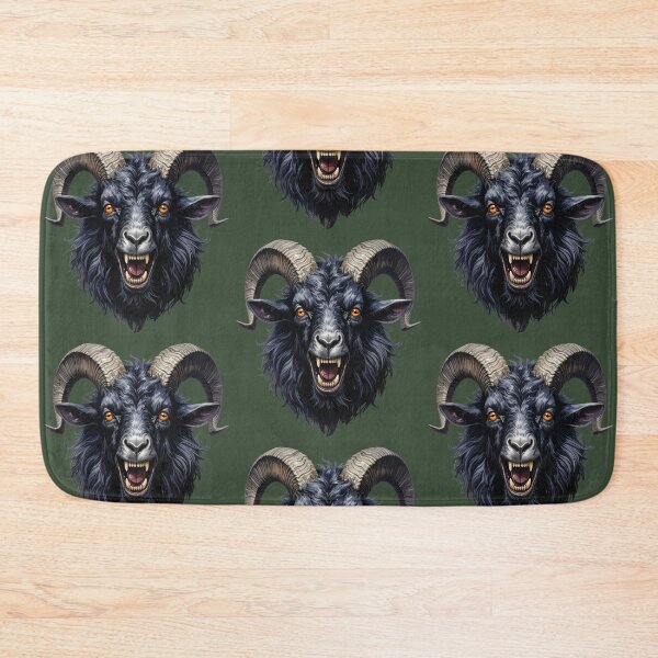 Item preview, Black, stocky billy goat shows its teeth designed and sold by LiskoDesign.