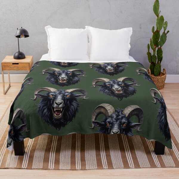 Item preview, Black, stocky billy goat shows its teeth designed and sold by LiskoDesign.