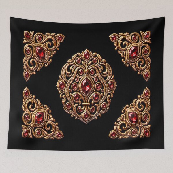 Item preview, Royal Ruby Heart Shield - Baroque Gold Gothic Royal Crest designed and sold by Breezes-of-Ida.