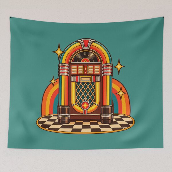 Item preview, Retro 1970s Jukebox Diner Floor Art – Groovy Vintage Music Print designed and sold by MagicMakerPh.