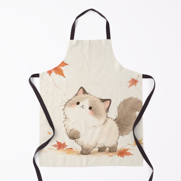 Item preview, Kawaii Ragdoll Cat Playing Beneath Falling Autumn Maple Leaves designed and sold by AshiraCreations.