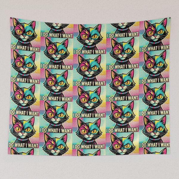 Item preview, I Do What I Want Pop Art Cat | Funny Cat Attitude Quote designed and sold by Dogandesighn.