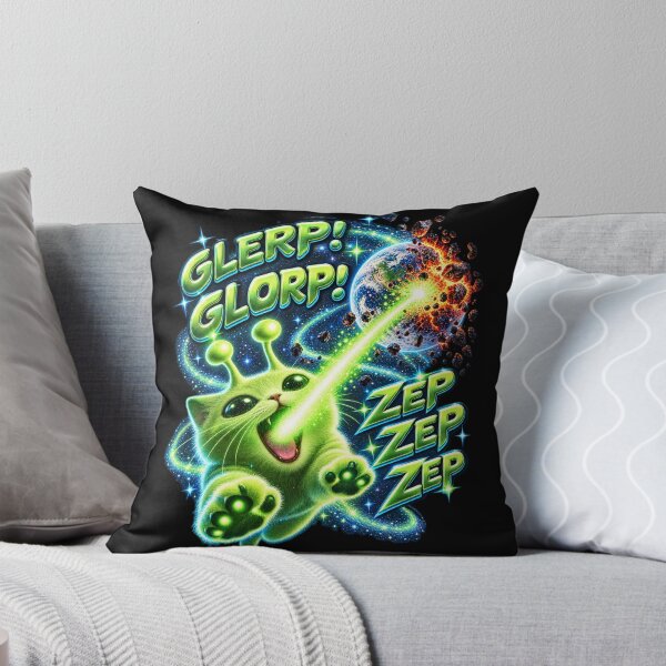 Item preview, Glerp Glorp Alien Cat Shooting Laser Zep Zep Space Scene designed and sold by dianadouri.