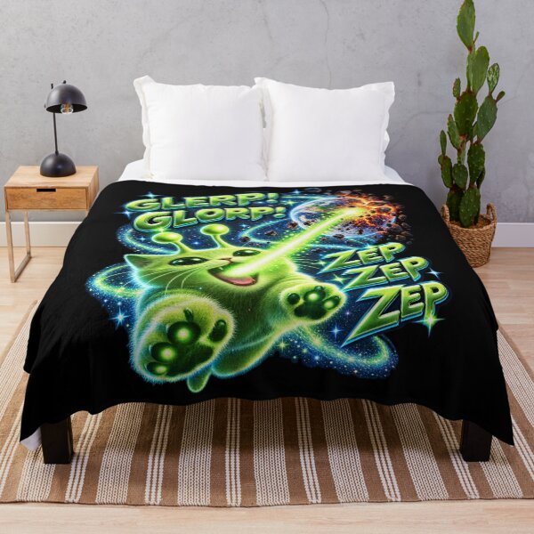 Artikelvorschau, Glerp Glorp Alien Cat Shooting Laser Zep Zep Space Scene entworfen und verkauft von dianadouri.