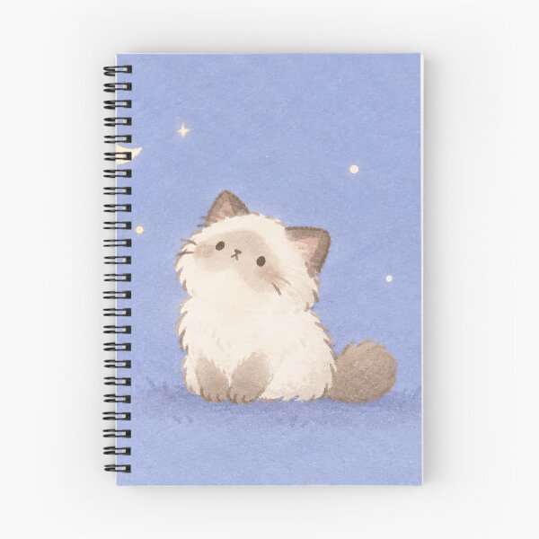 Item preview, Kawaii Ragdoll Cat Beneath a Crescent Moon and Stars in Pastel Blue designed and sold by AshiraCreations.