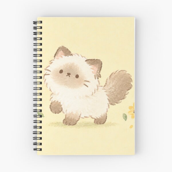 Item preview, Kawaii Ragdoll Cat with Sunflowers and a Raised Paw in Pastel Yellow designed and sold by AshiraCreations.