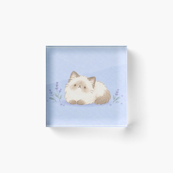 Item preview, Kawaii Ragdoll Cat Resting Among Lavender Flowers in Pastel Purple designed and sold by AshiraCreations.