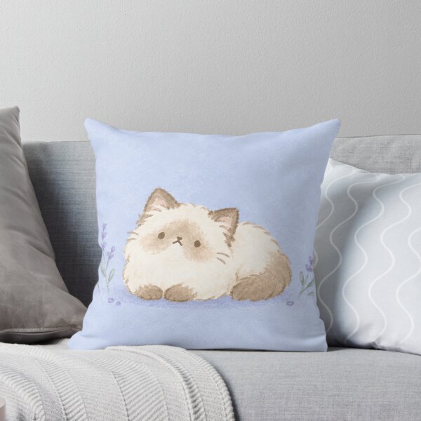 Item preview, Kawaii Ragdoll Cat Resting Among Lavender Flowers in Pastel Purple designed and sold by AshiraCreations.
