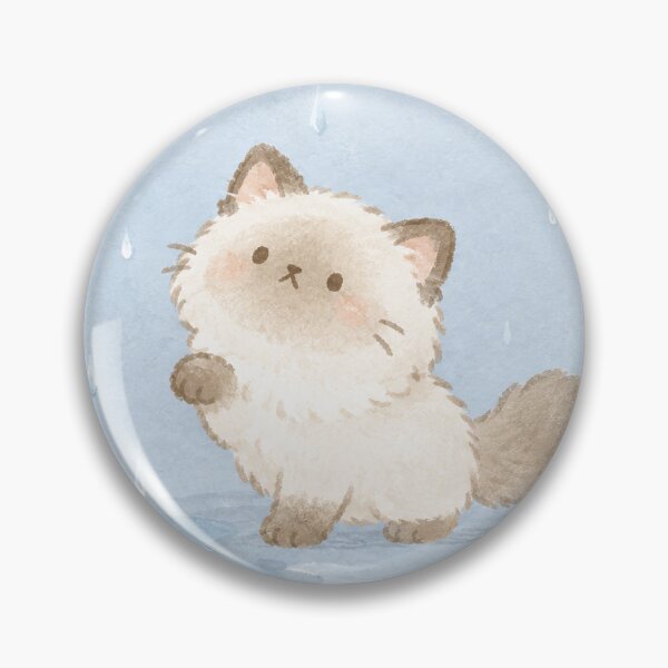 Item preview, Kawaii Ragdoll Cat Playing in the Rain with Pastel Blue Puddles designed and sold by AshiraCreations.